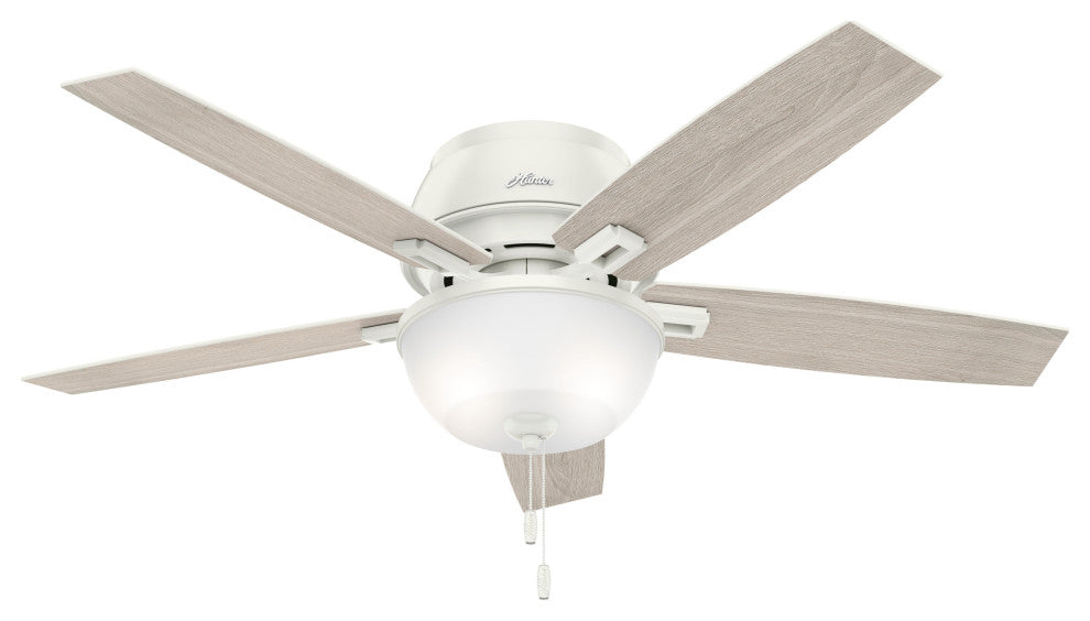 Hunter Fan Company 52" Donegan Low Profile Fresh White Ceiling Fan With Light