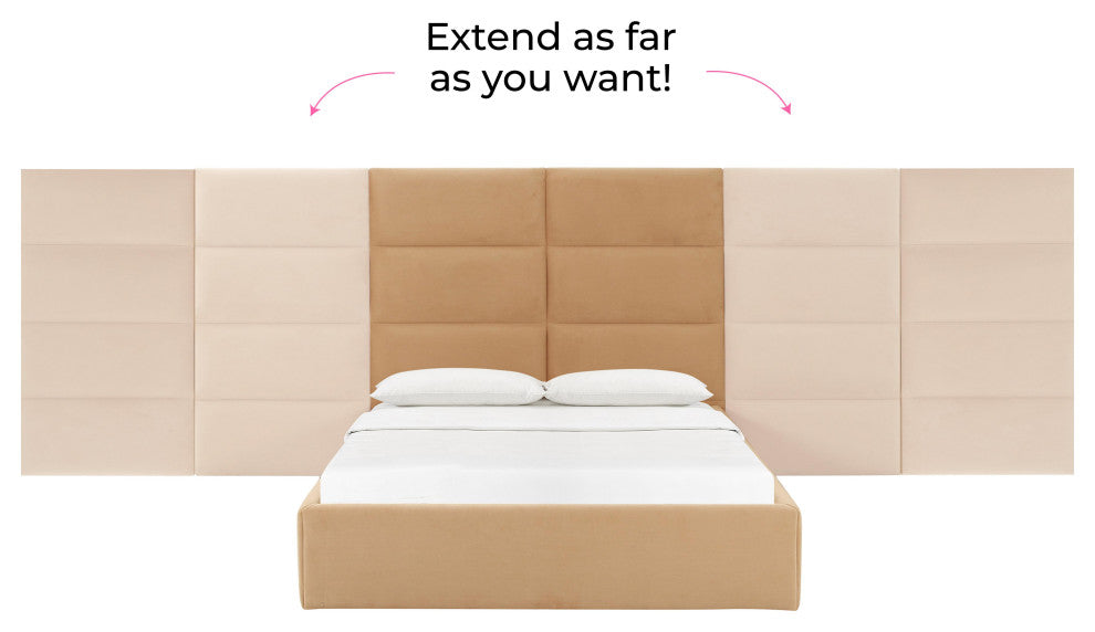 Eliana Honey Velvet King Bed - Honey