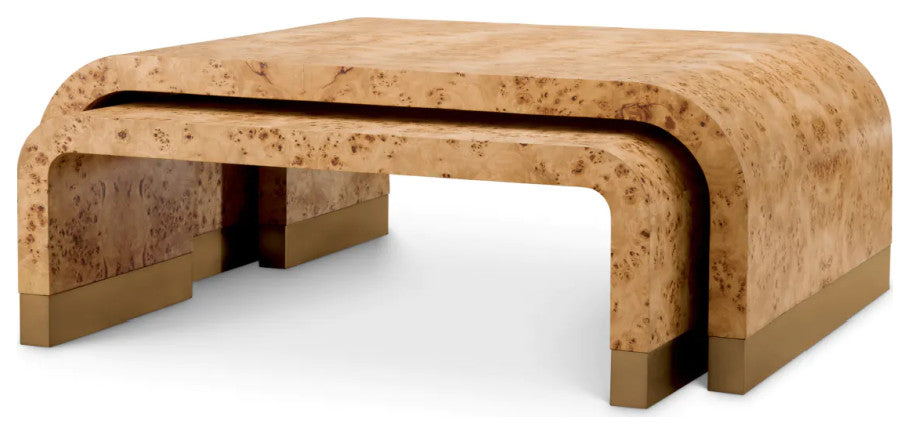 Mappa Burl Coffee Table Set, 3, Eichholtz Quinton