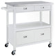 Modern Kitchen Cart, Stainless Steel Top and Spacious Drawer, Glossy White