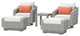 Cannes 5 Piece Aluminum Outdoor Patio Motion Club Chair and Ottoman Set, Cast Coral