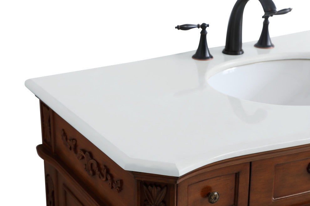 Bathroom Vanity, Teak, 42", Single Sink