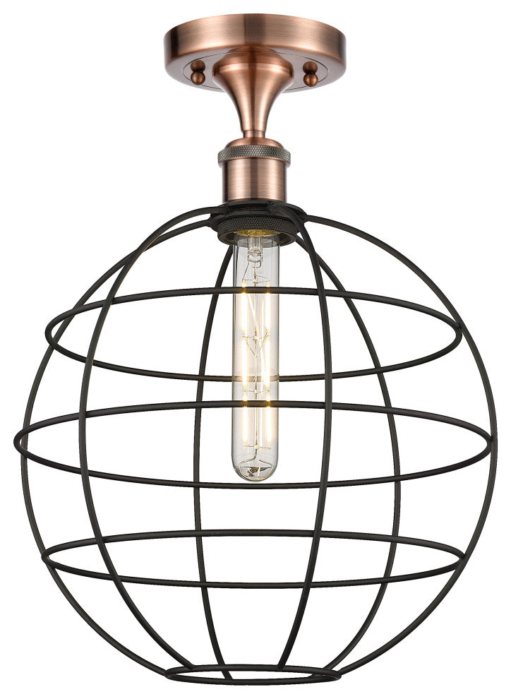 Lake Placid 1 12" Semi-Flush Mount Antique Copper