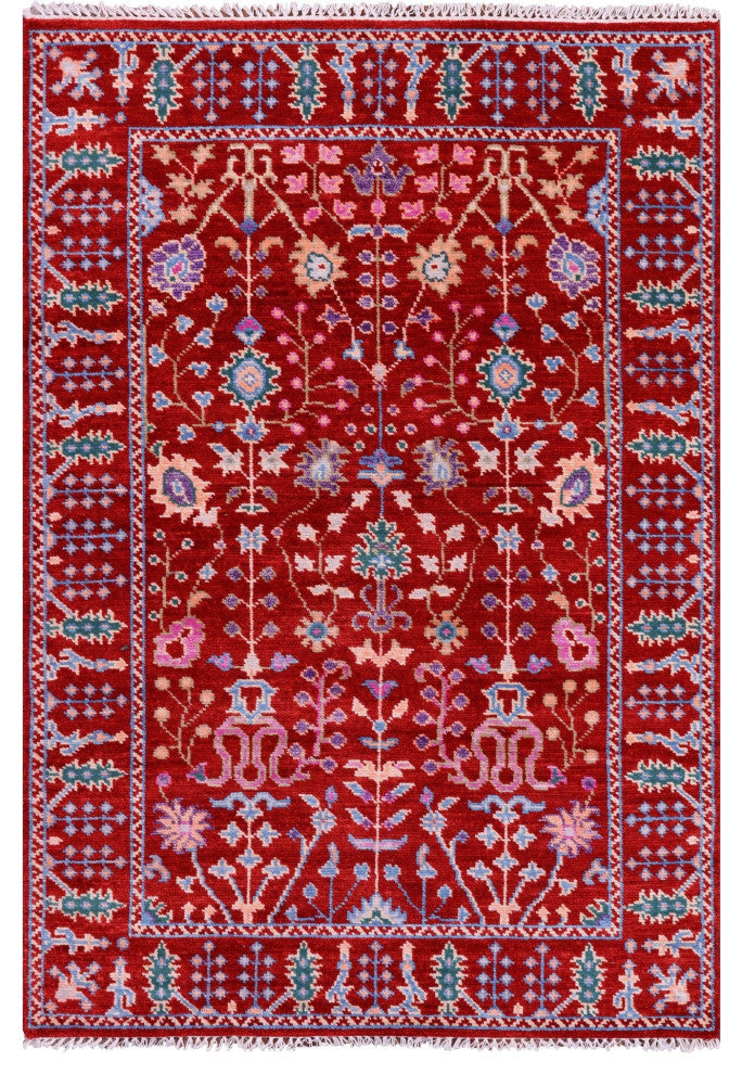 Turkish Oushak Hand-Knotted Wool Rug 4' 2" X 6' 1" - Q15336