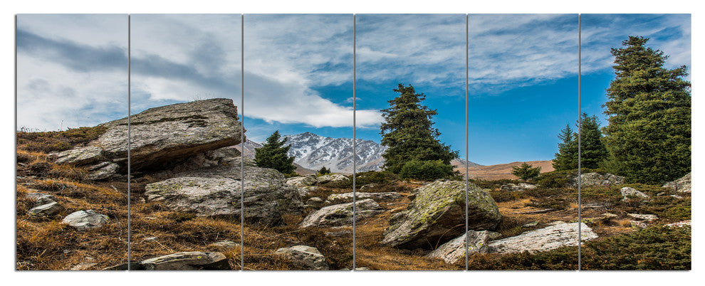 Tien Shan Mountains in Almaty, Landscape Canvas Art Print, 70"x28", 6 Panels