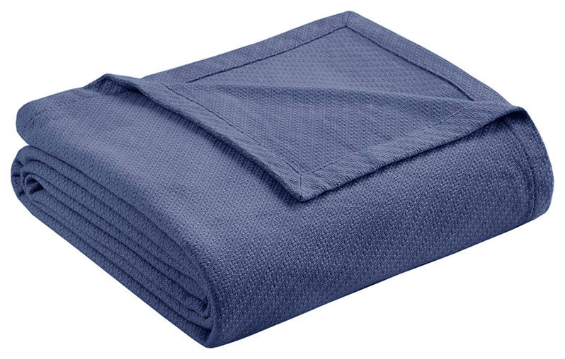 Madison Park Liquid Cotton Blanket, Navy