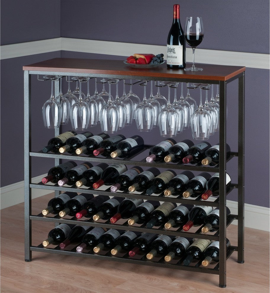 Winsome Wood Michelle Wine Rack With Glass Hanger