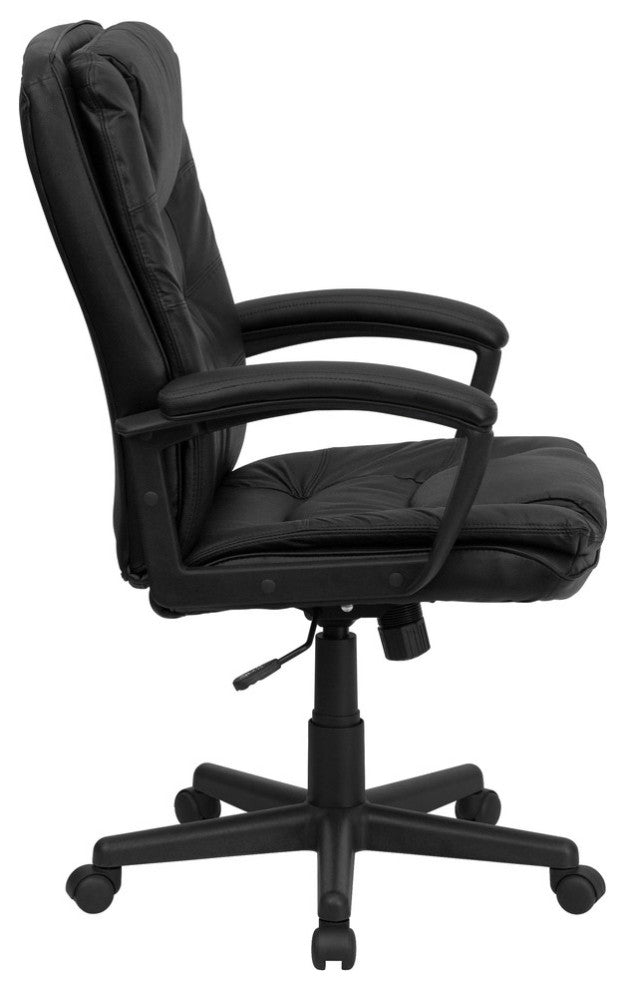 High Back Black Leather Executive Swivel Office Chair with Arms