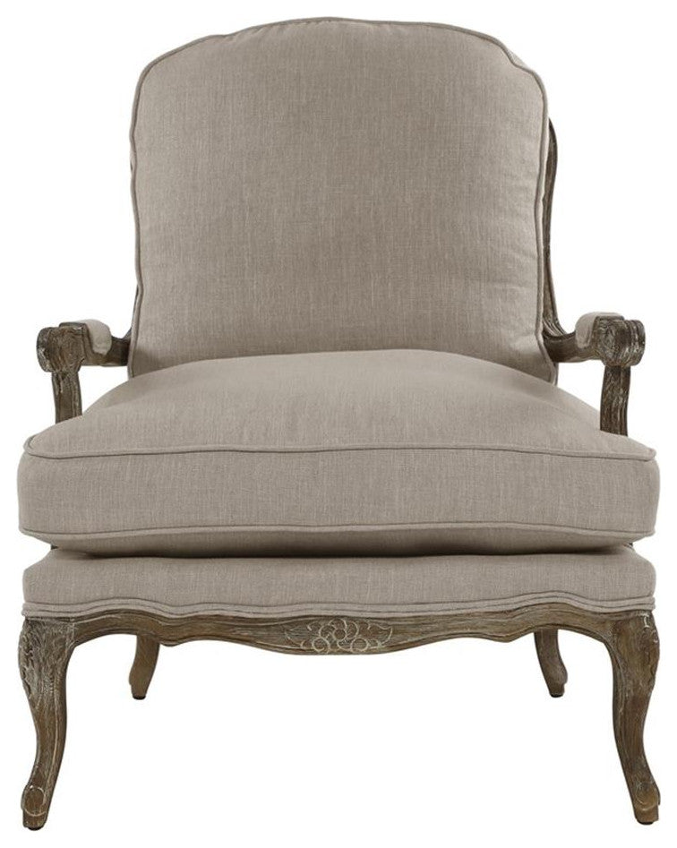 Lexicon Parlier Traditional Wood Accent Chair in Natural Linen Color