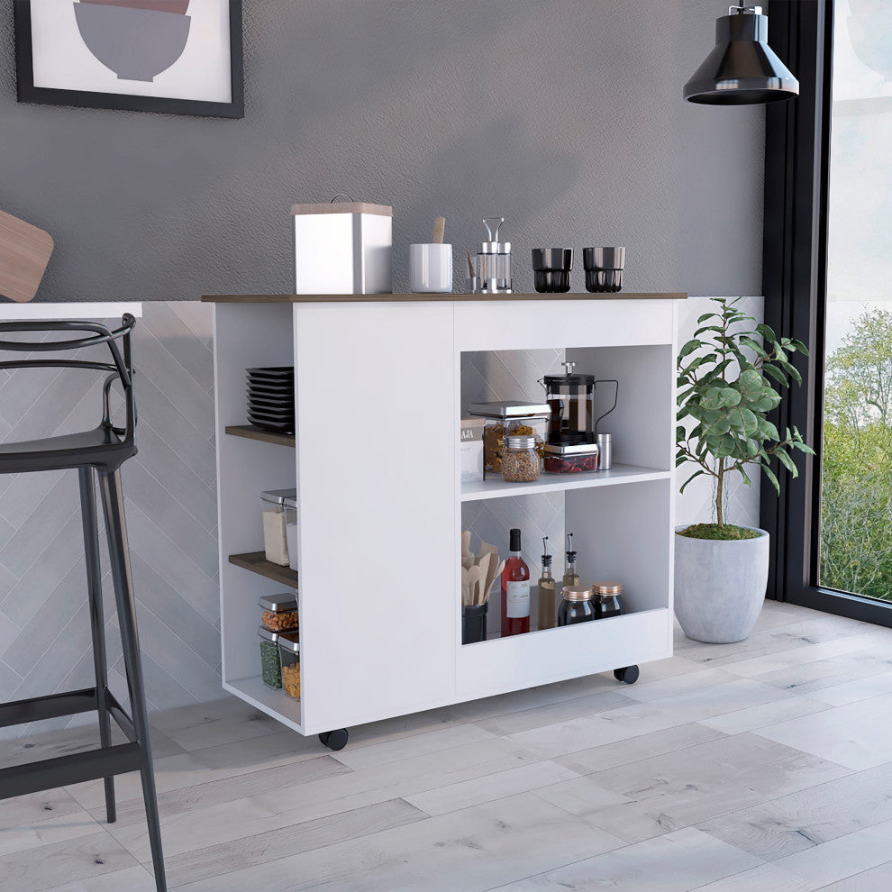 Arizona Kitchen Cart /White-Dark Brown