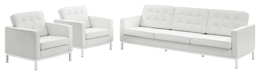Loft 3 Piece Leather Sofa And Armchair Set