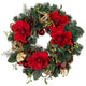 24" Lighted Christmas Wreath, Red Magnolia