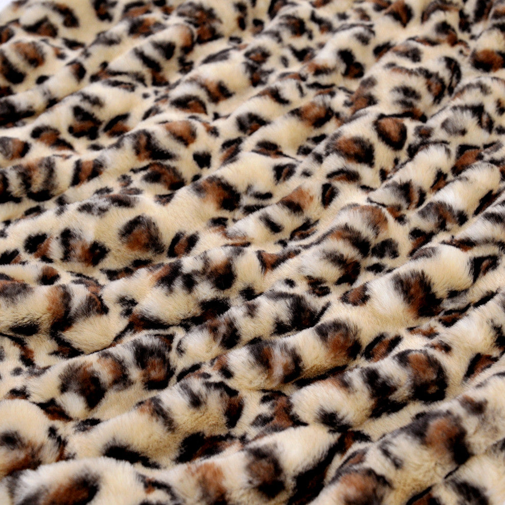 Faux Fur Shar Pei Pillow Shell 2 Piece Set, Leopard