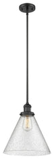 1-Light X-Large Cone 12" Pendant, Matte Black, Glass: Seedy
