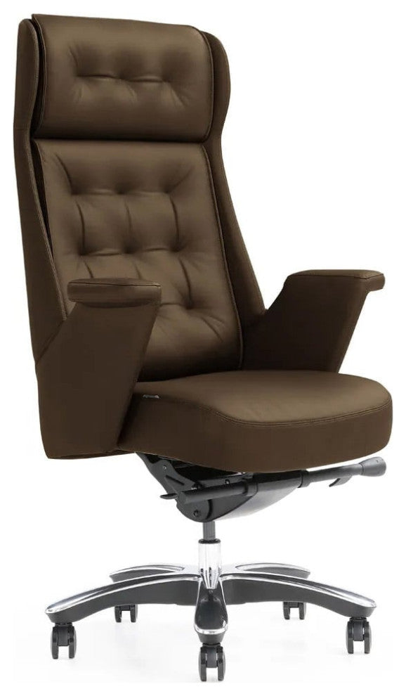 Rockefeller Modern Fully Reclining Adjustable Executive Chair, Brown