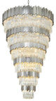 D60" 6-Tier Chrome Frame Chandelier With Clear Hanging Crystals