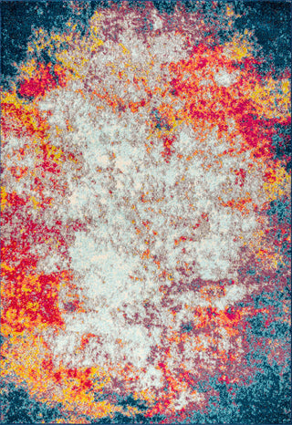 Contemporary POP Modern Abstract Cream/Blue 4' x 6' Area Rug