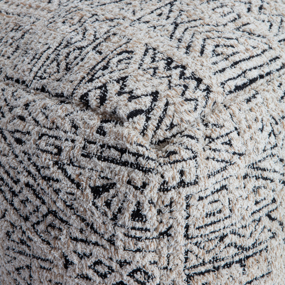 Escondido 34" x 34" x 16" Gray and Ivory Ottoman