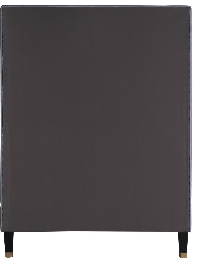 Harlie Velvet Upholstered Bed, Gray, Twin
