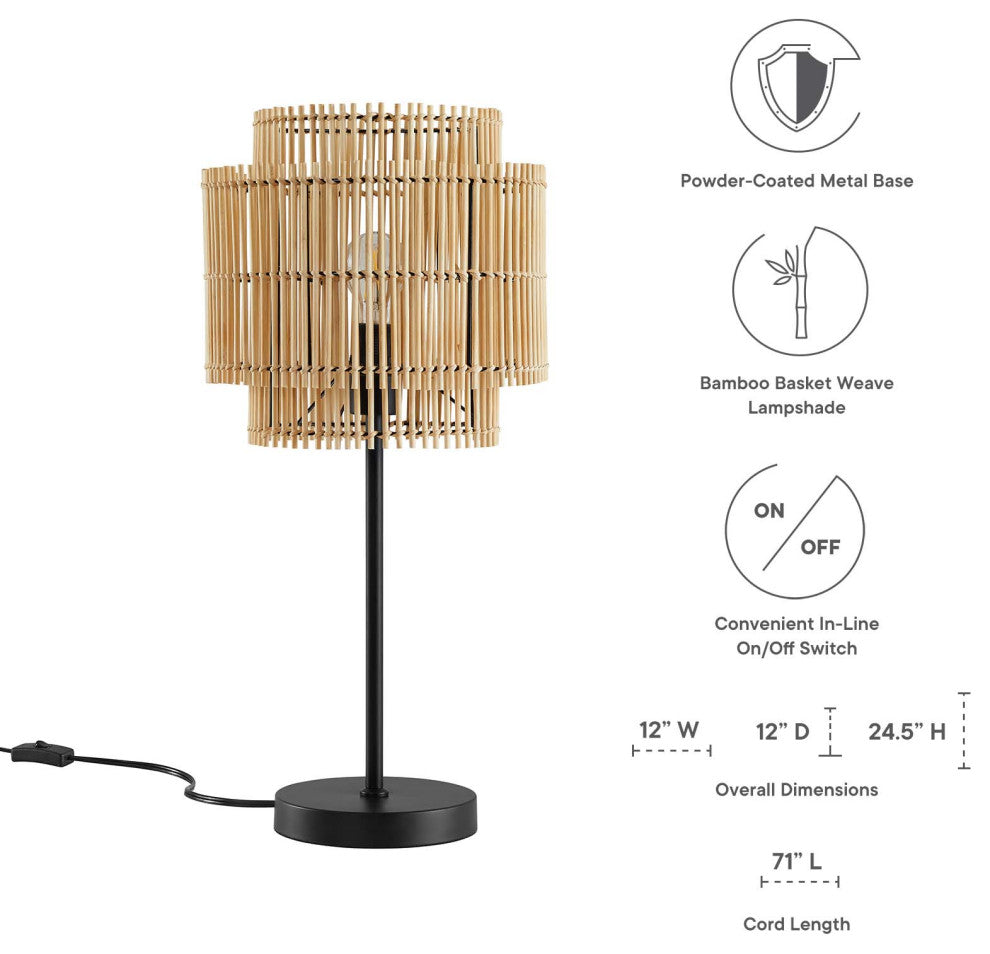 Table Lamp, Natural, Wood, Modern, Living Kitchen Cafe Bistro Hotel Restaurant