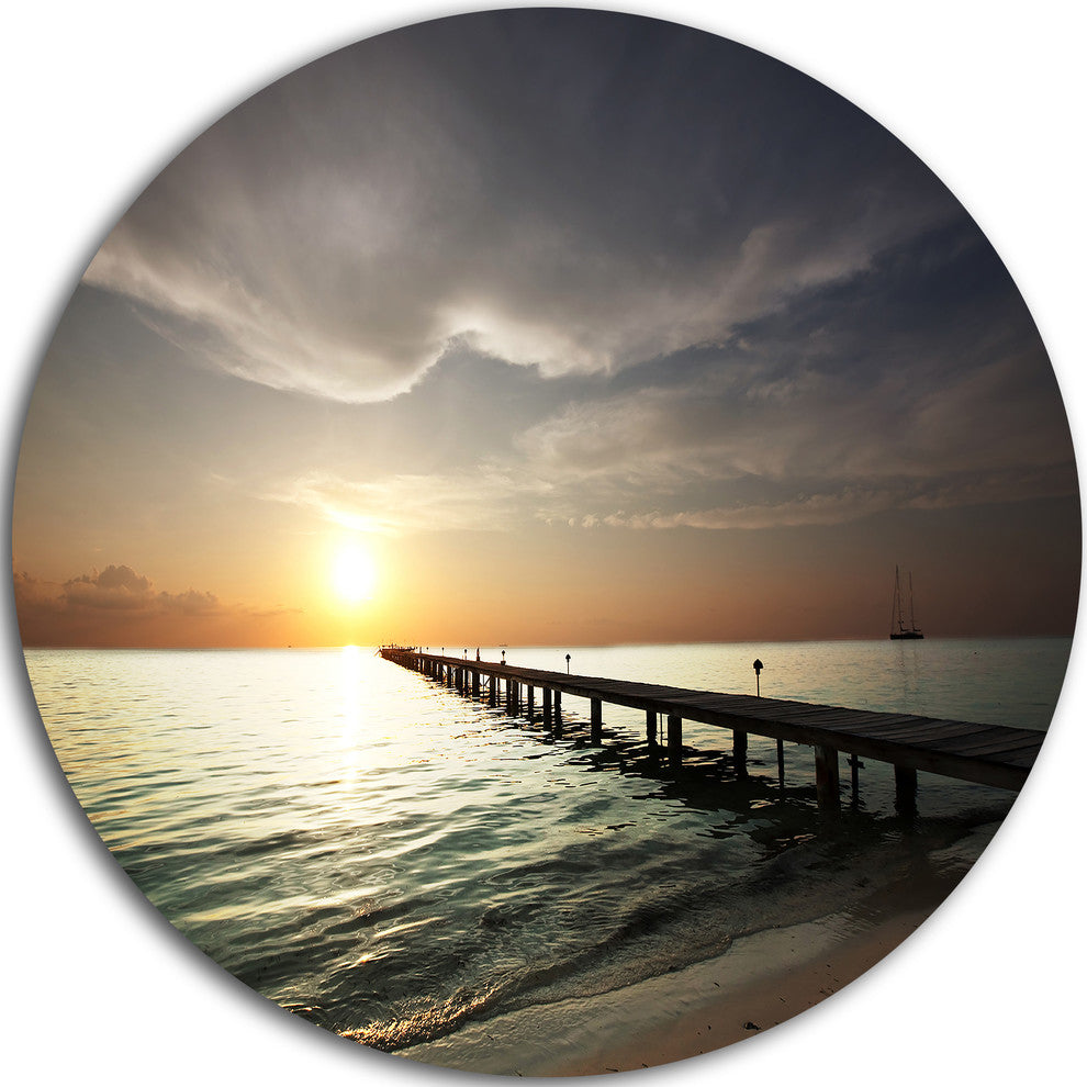 Long Boardwalk In The Cloudy Dark Sea, Sea Bridge Disc Artwork, 23"
