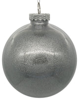 Clear Ornament With Glitter Interior , Silver, 3"