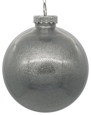 Clear Ornament With Glitter Interior , Silver, 3"