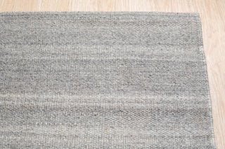 EORC Gray Hand Woven Wool And Viscose Reversible Flat Weave Durry Rug 4'x6'