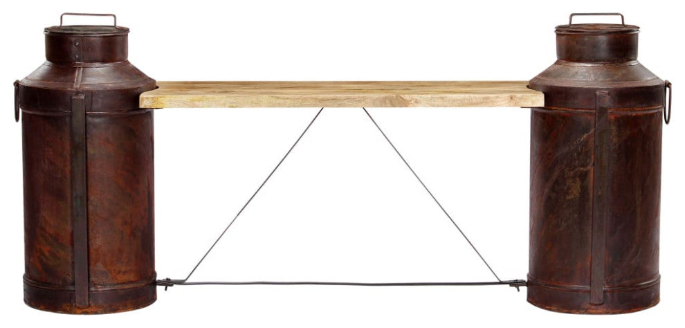 Vidaxl Milk Bottle Bench 59.1"x13"x25.2" Solid Mango Wood
