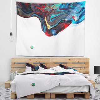 Multi Color Abstract Acrylic Paint Mix Abstract Wall Tapestry, 92"x78"