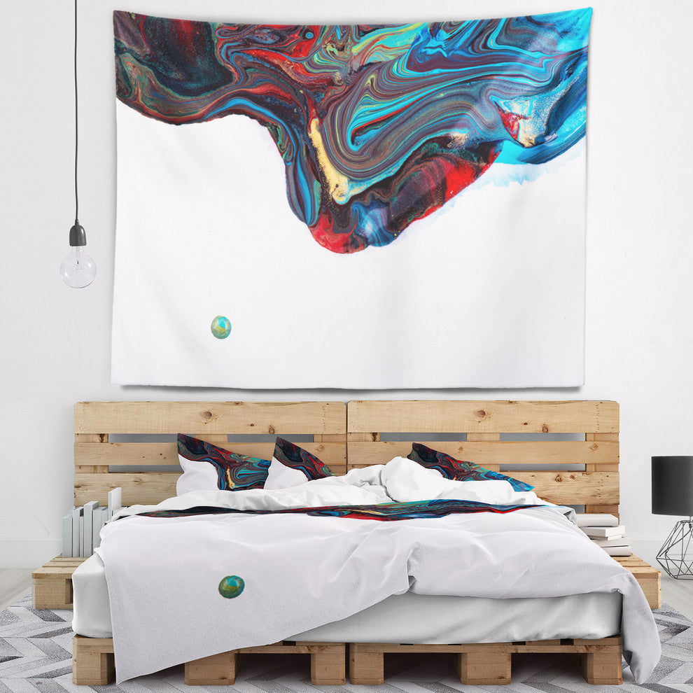 Multi Color Abstract Acrylic Paint Mix Abstract Wall Tapestry, 92"x78"