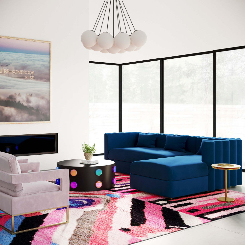 Callie Velvet Sectional, Navy, Raf