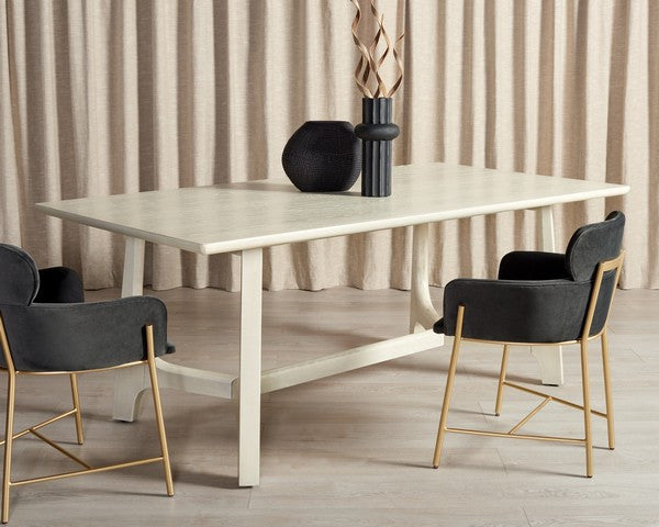 Safavieh Couture Adelee Wood Rectangle Dining Table Whitewashed