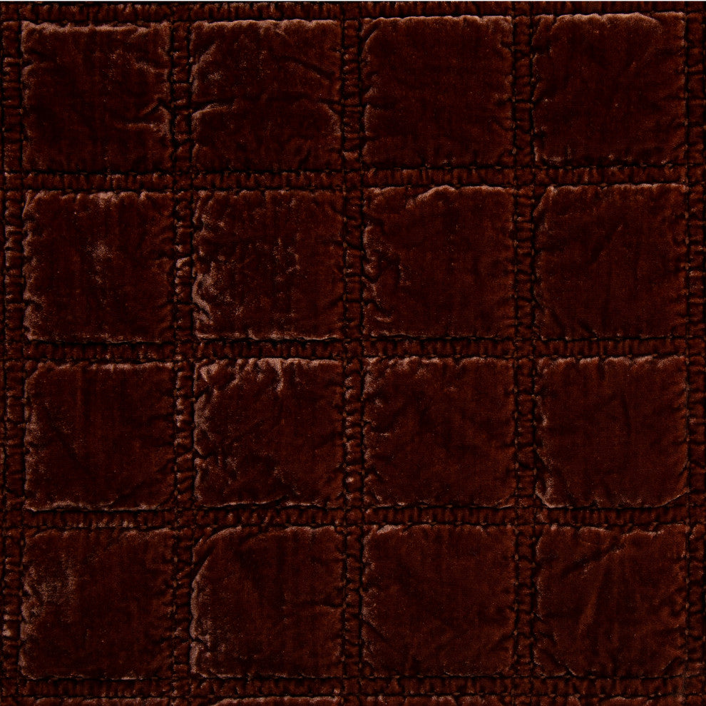 Stella Faux Silk Velvet Double Box Stitch Throw, 50"x60", 1PC, Copper Brown