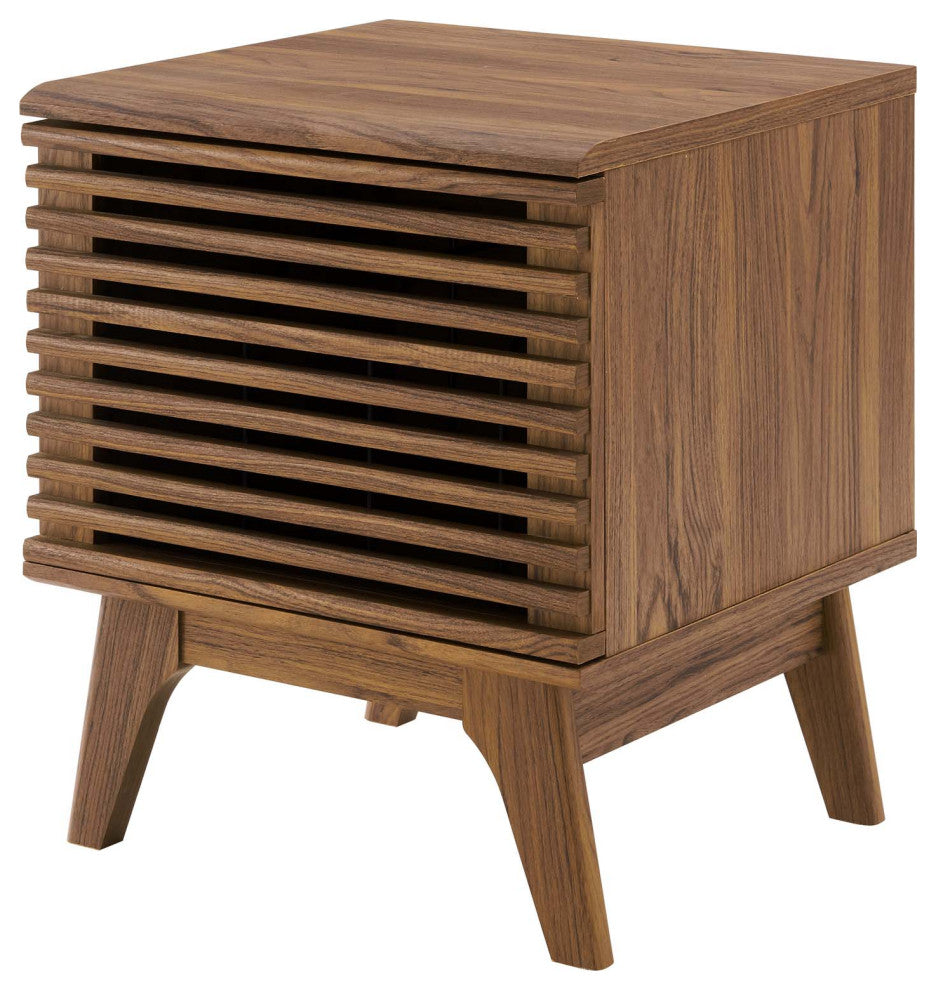 Sofa Side Table Display Stand, Wood, Brown Walnut, Modern, Lounge Hospitality