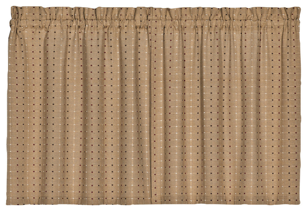 Hopscotch Tan Kitchen Curtain, 36" Tier