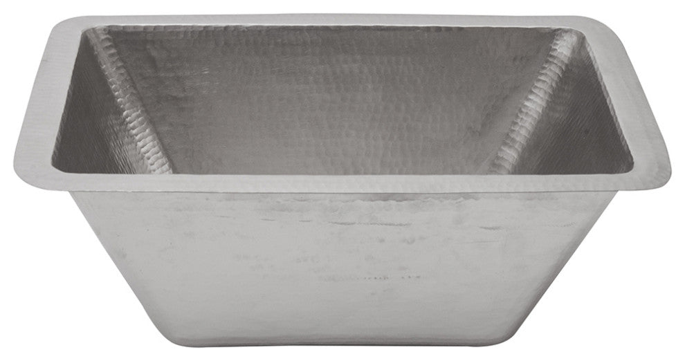 17" Rectangle Copper Bar Sink, Nickel, 2" Drain Opening, Drain & Accessories