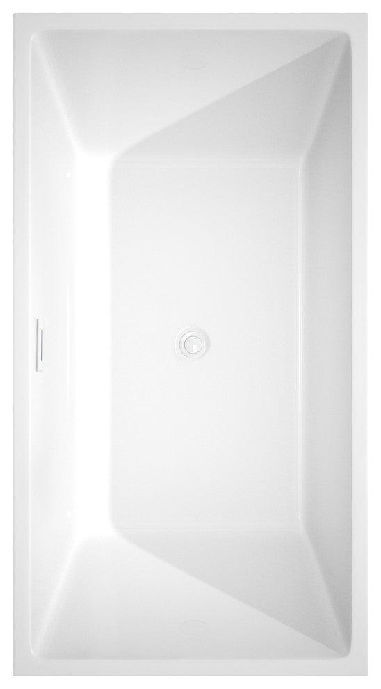 Sara 59" Freestanding White Bathtub, Shiny White Drain and Overflow Trim