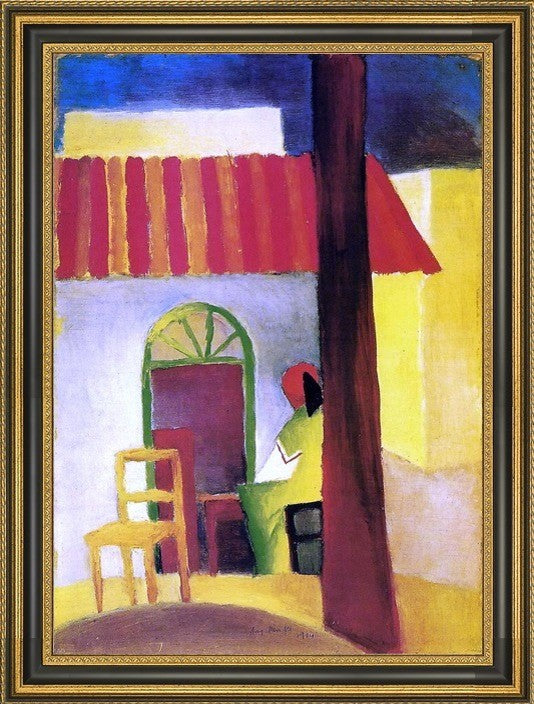 August Macke Turkish Cafe I - 16" x 24" Framed Premium Canvas Print