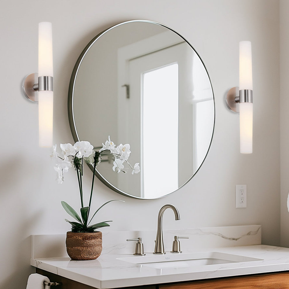 Kira Home Duo 21" Wall Sconce, Frosted Opal Glass Shades for Bathroom/