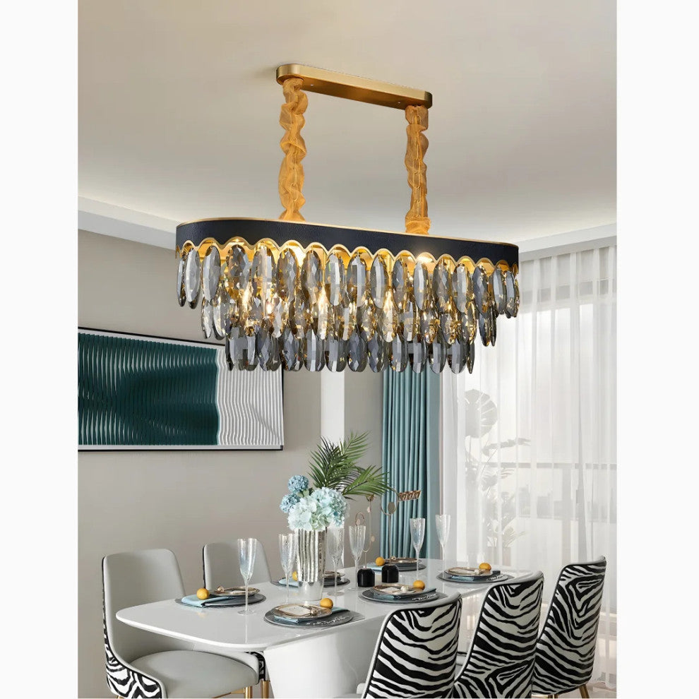 Loano | Black Crystal Ceiling Chandelier for Living Room and Kitchen Island