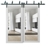 Barn Bypass Doors 84 x 84 | Lucia 2666 White Silk Clear Glass | Sturdy 8ft