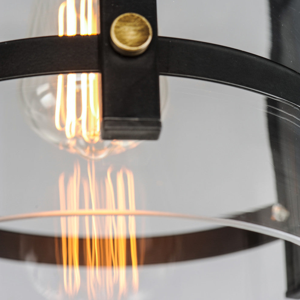 Maxim 2649 Capitol 10"W Mini Pendant - Black / Antique Brass