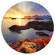 Ocean Coast Nice Sunset In Norway, Seashore Round Wall Art, 36"