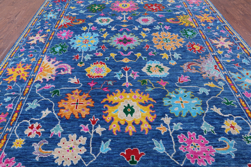 9' 0" X 12' 2" Hand-Knotted Turkish Oushak Wool Rug - Q14938
