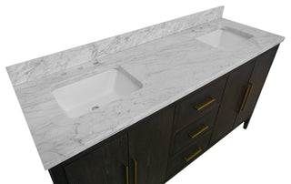 Parisian 72" Bathroom Vanity, Dark Oak, Carrara Marble