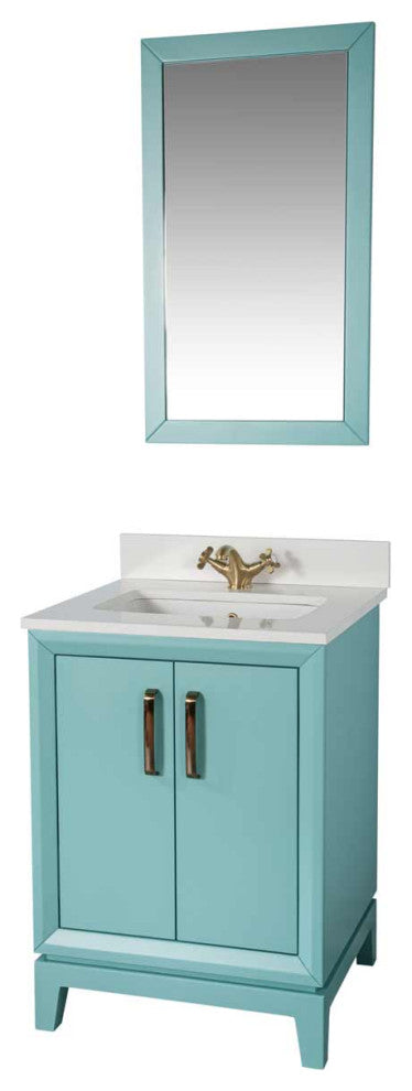 Fabia Collection 24" Bathroom Vanity With Sink, Mirror, Countertop, Turquoise