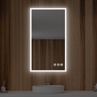 Fogless, Dimmable, Color Temperature Adjustable LED Mirror, 21x36