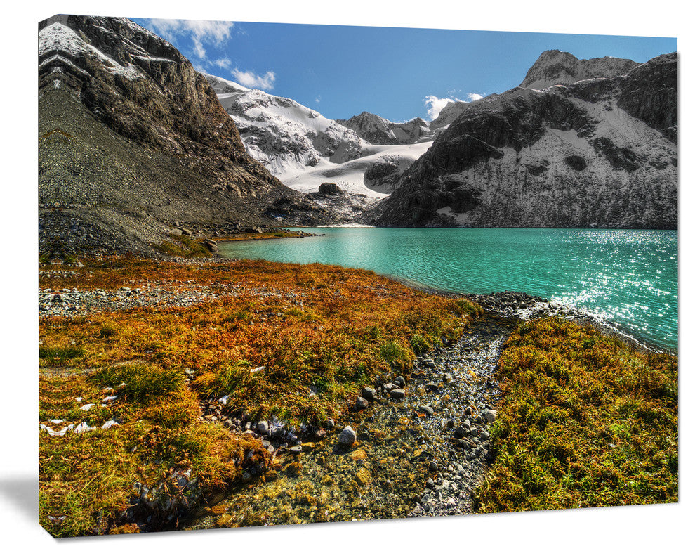 Crystal Clear Lake among Mountains, Landscape Canvas Art Print, 20"x12"
