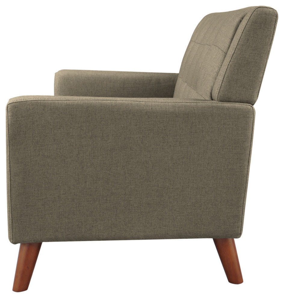 GDF Studio Evelyn Mid Century Modern Fabric Loveseat, Mocha/Walnut
